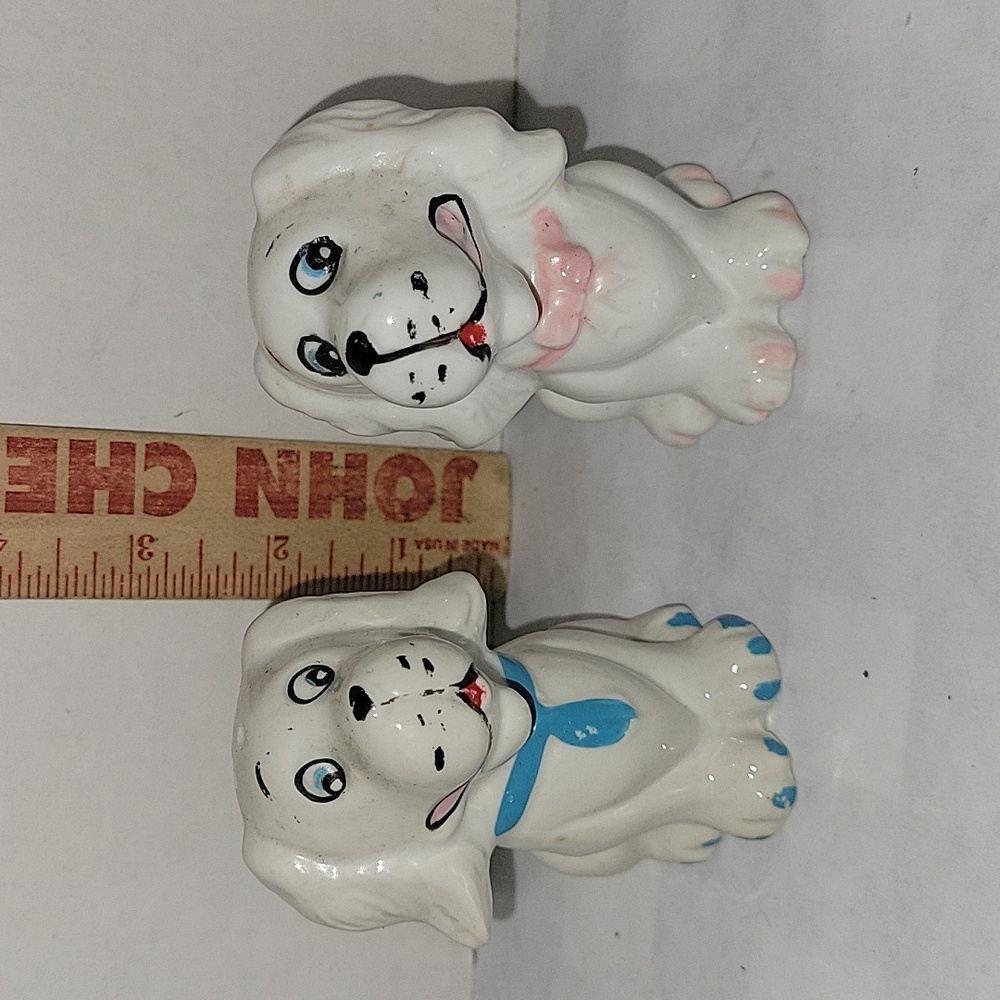 Vintage Sweet Boy and Girl Dog Salt and Pepper Shaker Set